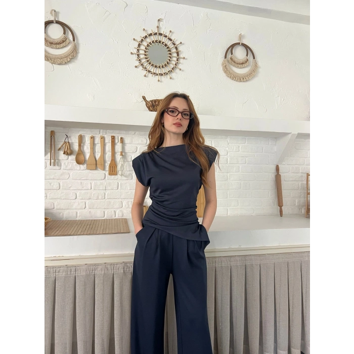 Omuz Vatkalı Asimetrik Kesim Takım Antrasit