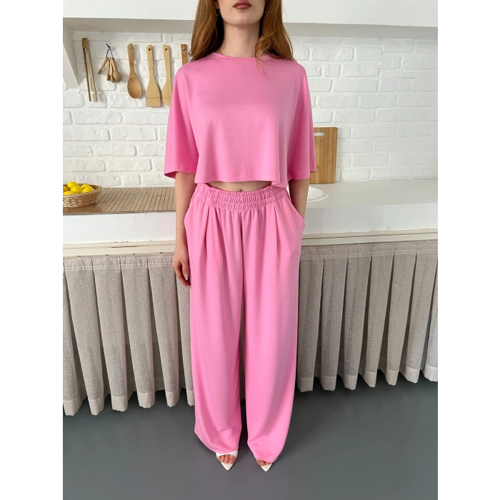 Modal Kumaş Rahat Kalıp Takım Pembe