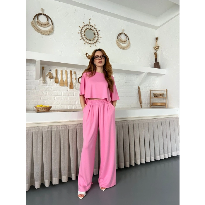 Modal Kumaş Rahat Kalıp Takım Pembe