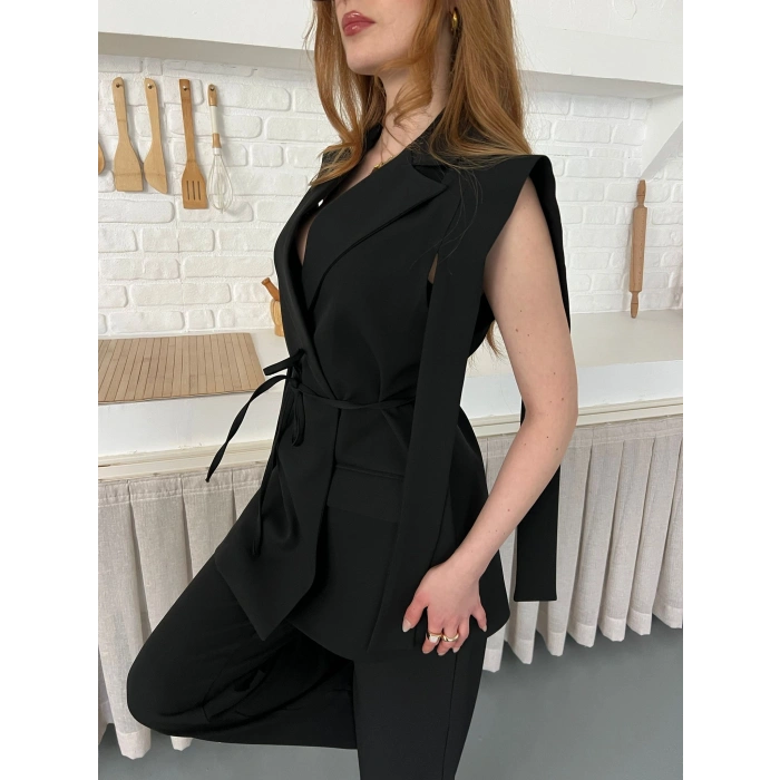 Belden Bağlamalı Özel Tasarım Takım Siyah