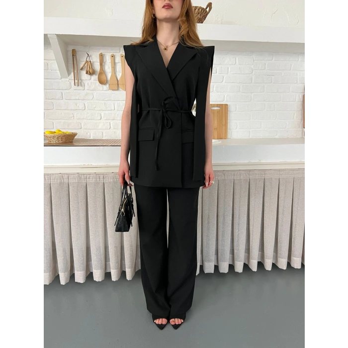 Belden Bağlamalı Özel Tasarım Takım Siyah