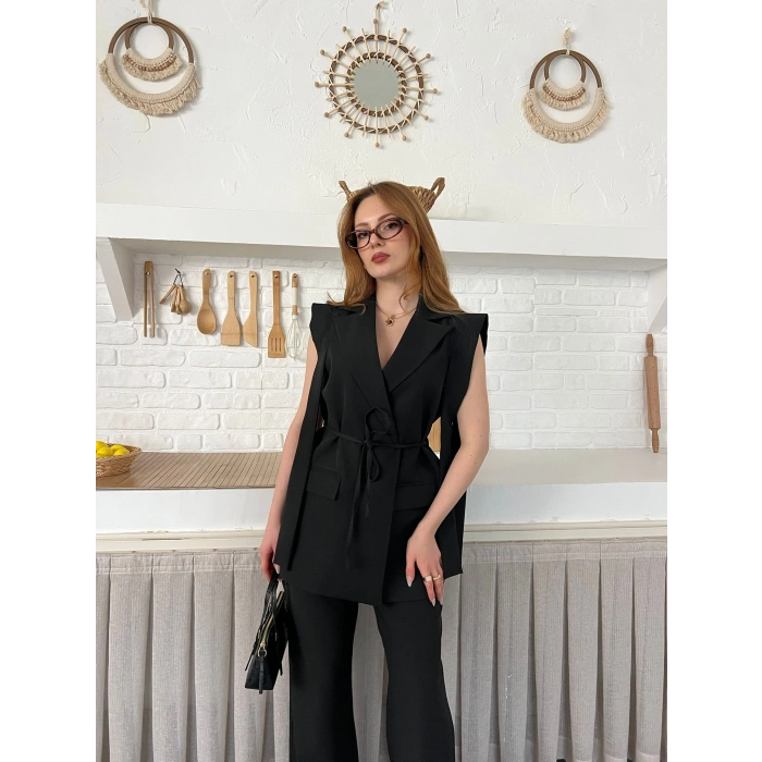 Belden Bağlamalı Özel Tasarım Takım Siyah