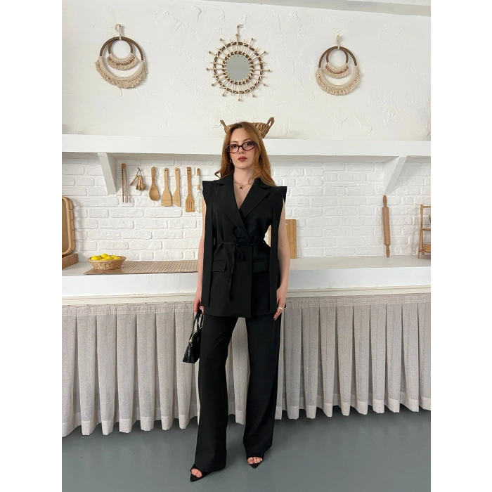 Belden Bağlamalı Özel Tasarım Takım Siyah