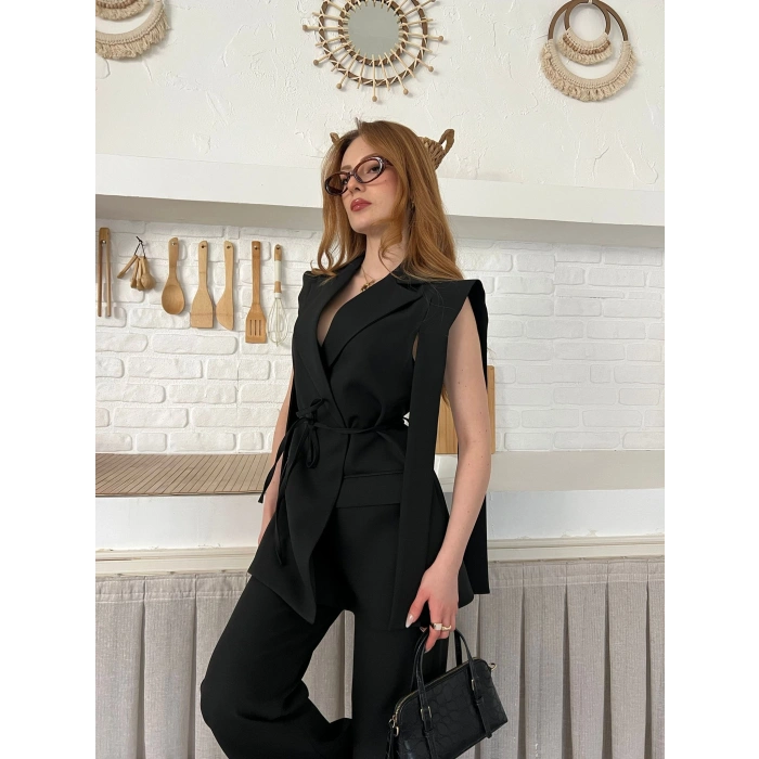 Belden Bağlamalı Özel Tasarım Takım Siyah