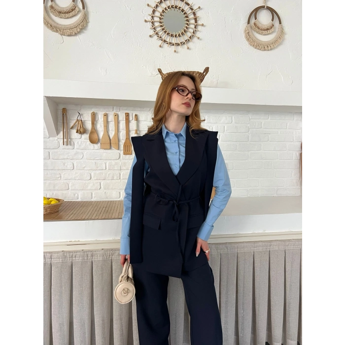 Belden Bağlamalı Özel Tasarım Takım Lacivert