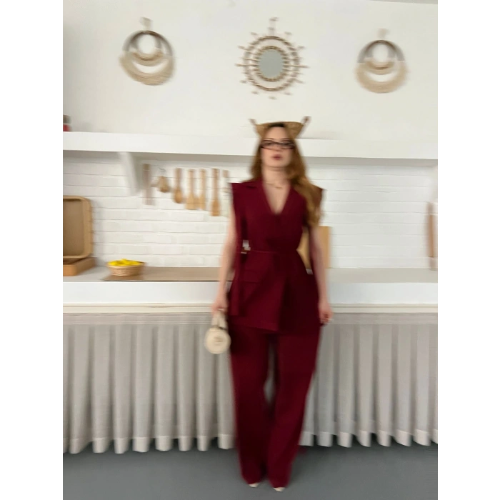 Belden Bağlamalı Özel Tasarım Takım Bordo