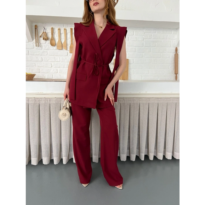 Belden Bağlamalı Özel Tasarım Takım Bordo