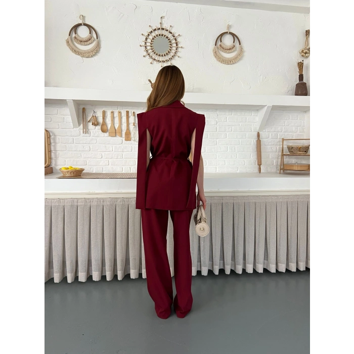 Belden Bağlamalı Özel Tasarım Takım Bordo