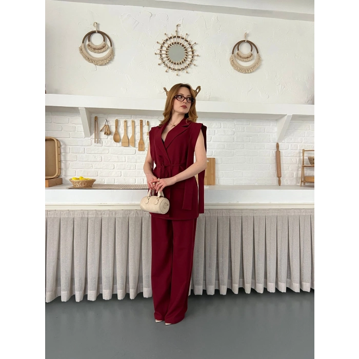 Belden Bağlamalı Özel Tasarım Takım Bordo