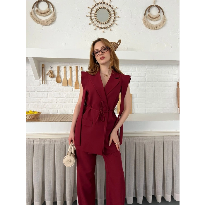 Belden Bağlamalı Özel Tasarım Takım Bordo