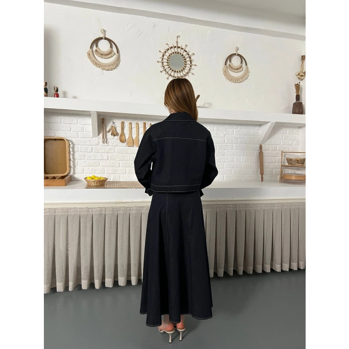 Elbise-Ceket Denim Takım Lacivert