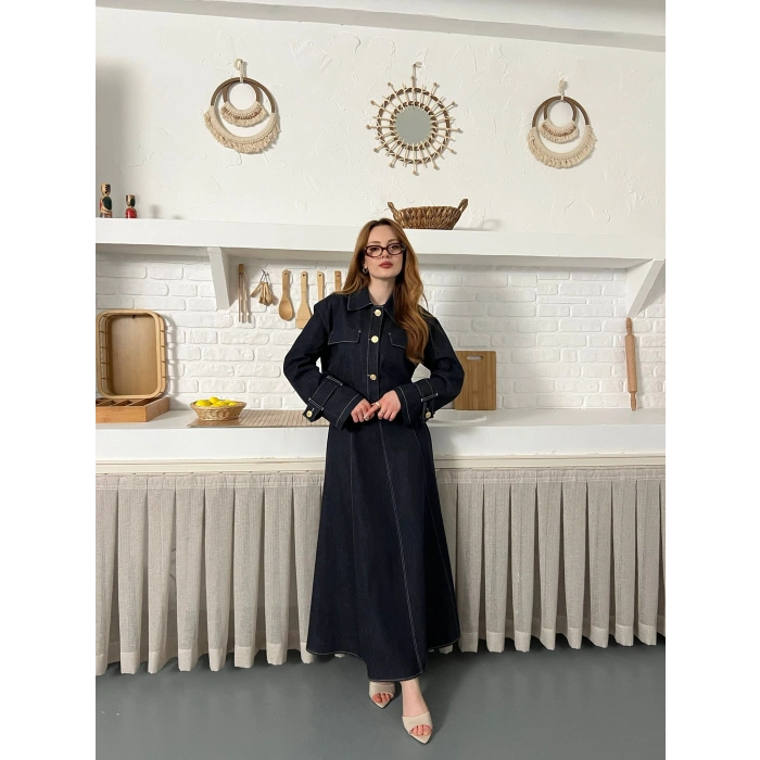 Elbise-Ceket Denim Takım Lacivert