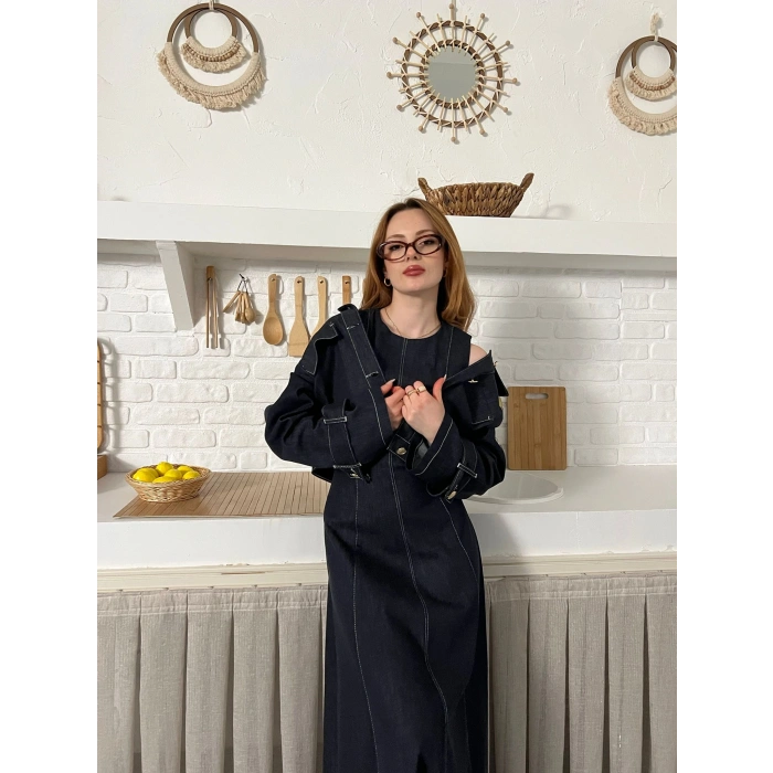 Elbise-Ceket Denim Takım Lacivert