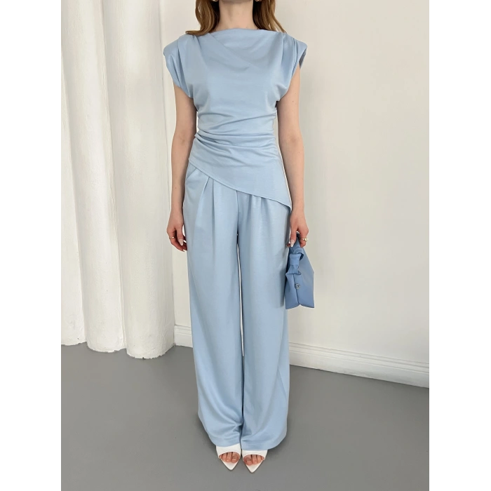 Omuz Vatkalı Asimetrik Kesim Takım Bebemavisi