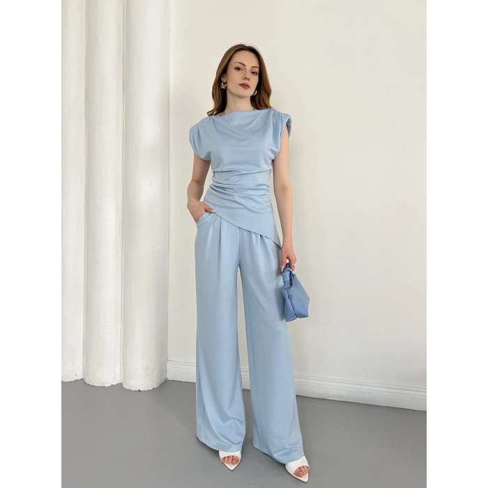 Omuz Vatkalı Asimetrik Kesim Takım Bebemavisi