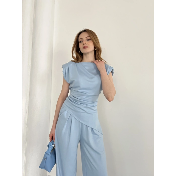 Omuz Vatkalı Asimetrik Kesim Takım Bebemavisi