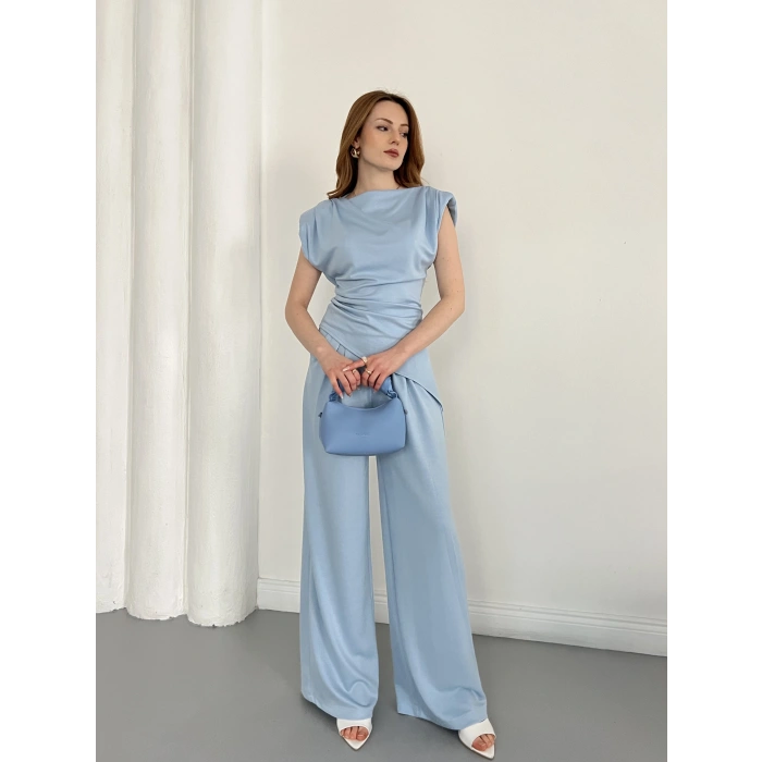 Omuz Vatkalı Asimetrik Kesim Takım Bebemavisi