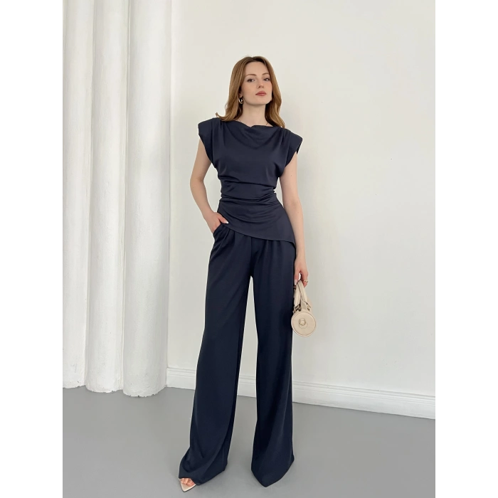 Omuz Vatkalı Asimetrik Kesim Takım Antrasit