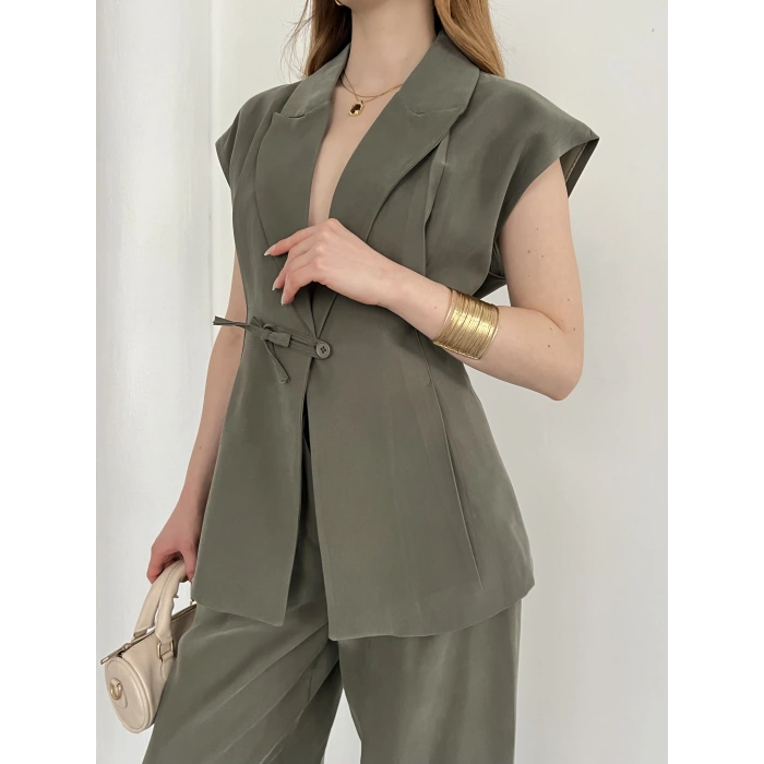 Tasarım Yelek Pantolon Takım Haki