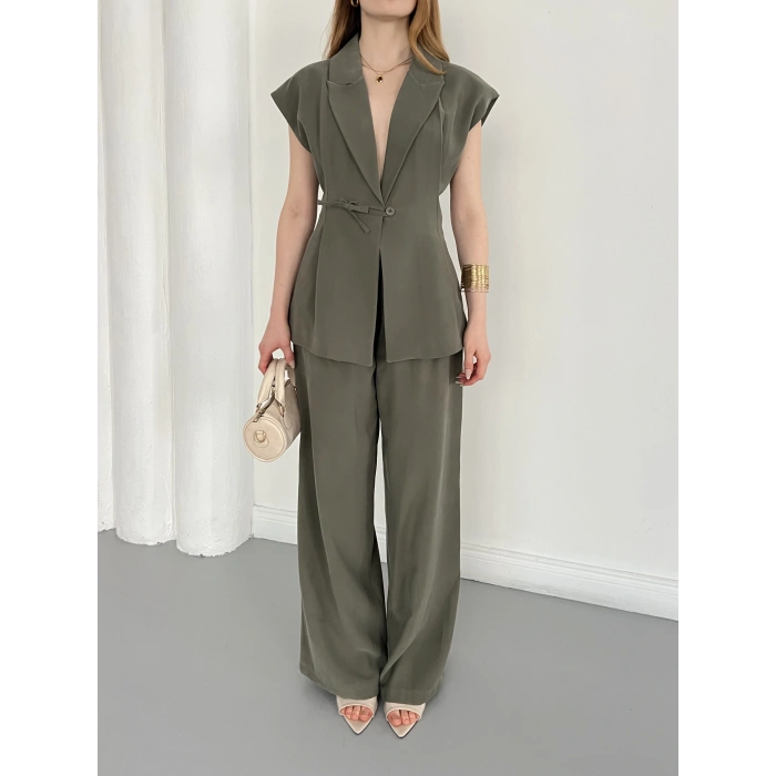 Tasarım Yelek Pantolon Takım Haki