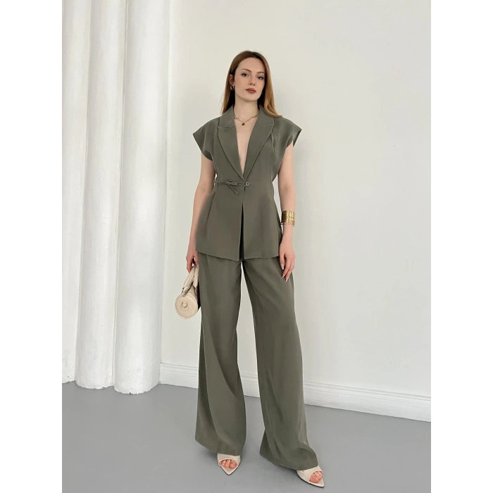 Tasarım Yelek Pantolon Takım Haki