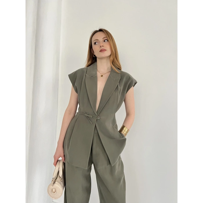 Tasarım Yelek Pantolon Takım Haki