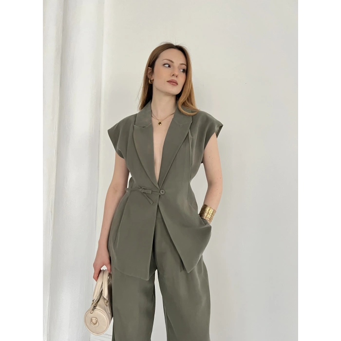 Tasarım Yelek Pantolon Takım Haki