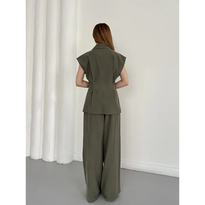 Tasarım Yelek Pantolon Takım Haki