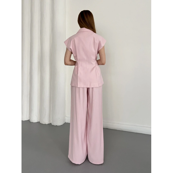 Tasarım Yelek Pantolon Takım Pembe