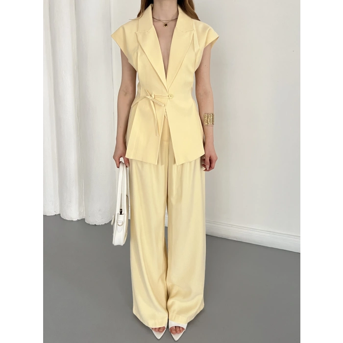 Tasarım Yelek Pantolon Takım Sarı