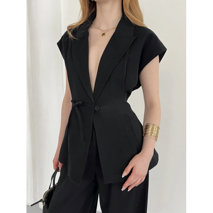 Tasarım Yelek Pantolon Takım Siyah