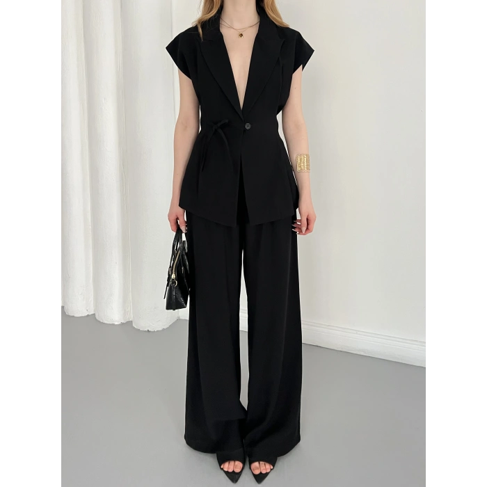 Tasarım Yelek Pantolon Takım Siyah