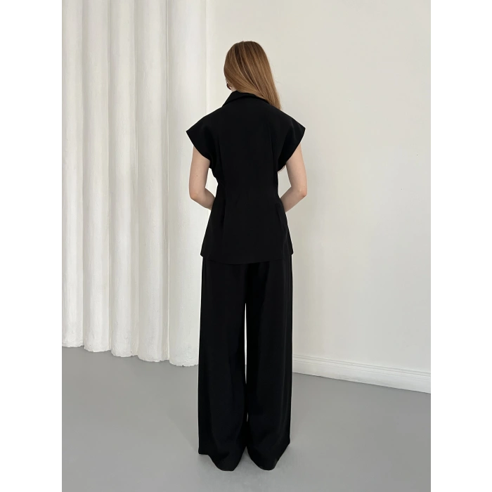 Tasarım Yelek Pantolon Takım Siyah