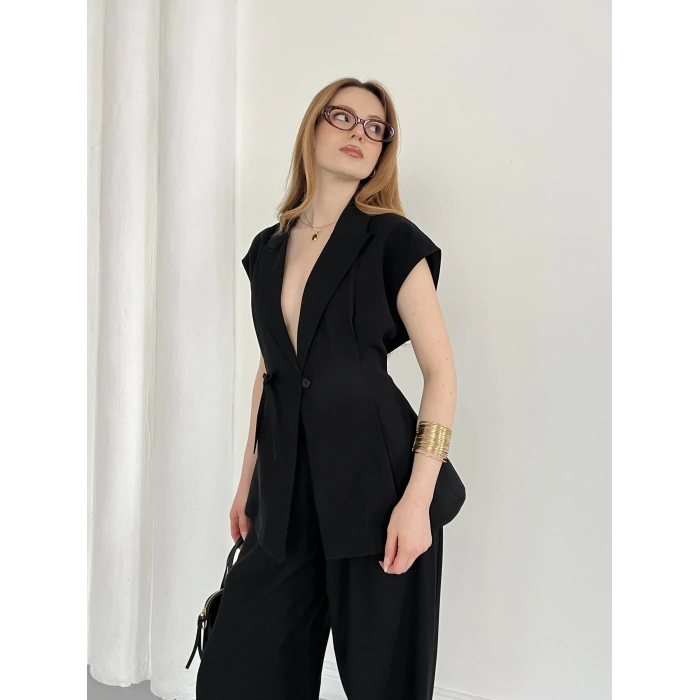 Tasarım Yelek Pantolon Takım Siyah