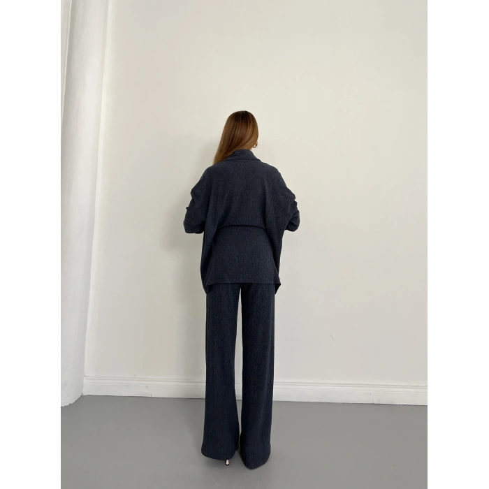 Bürümcük Bel Bağlamalı Kruvaze Yaka Tasarım Takım Laci