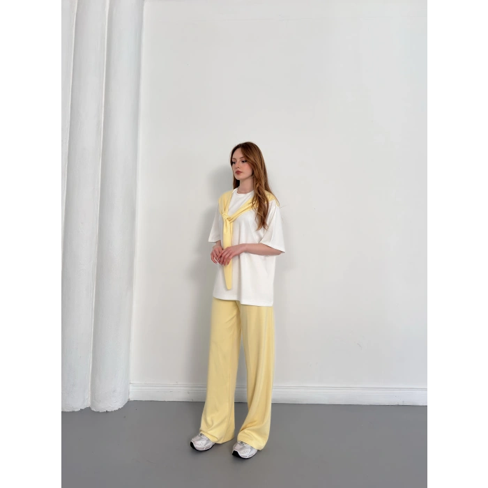 Oversize Tişörtlü Candy Mood Takım Sarı