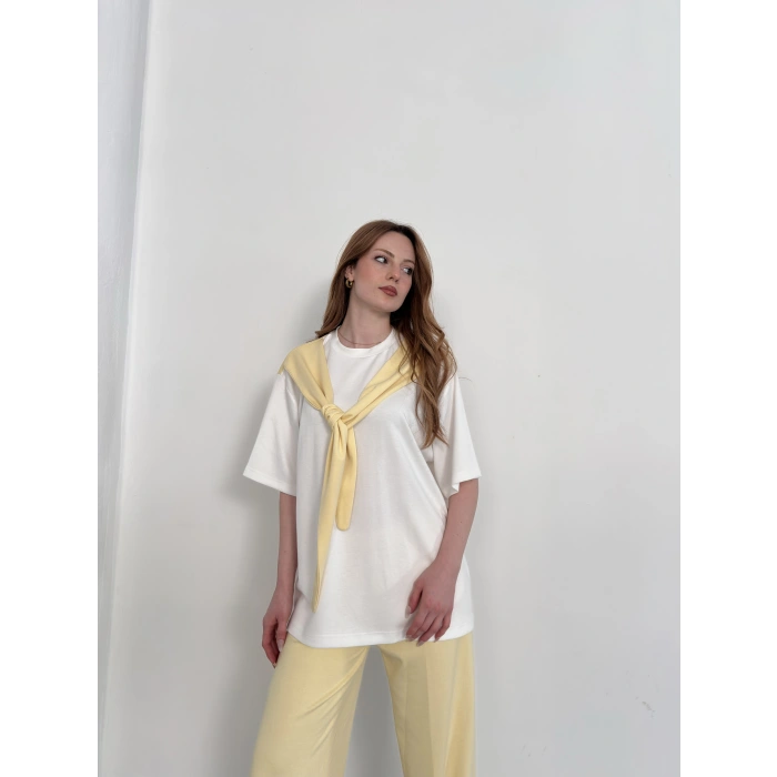 Oversize Tişörtlü Candy Mood Takım Sarı