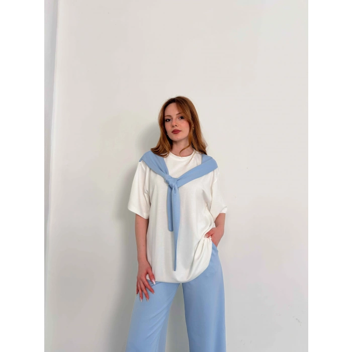 Oversize Tişörtlü Candy Mood Takım MAvi