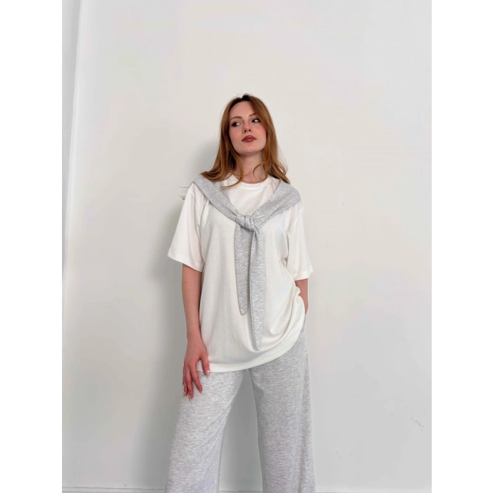 Oversize Tişörtlü Candy Mood Takım Gri