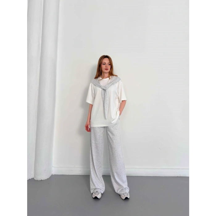 Oversize Tişörtlü Candy Mood Takım Gri