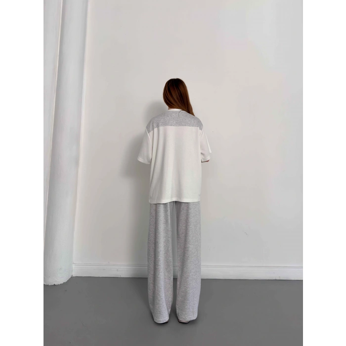 Oversize Tişörtlü Candy Mood Takım Gri