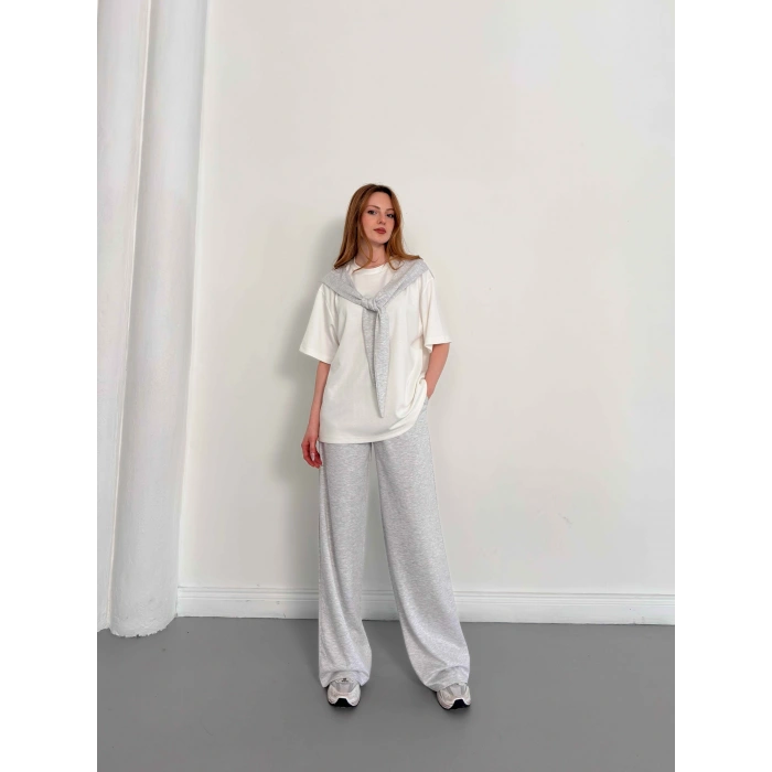 Oversize Tişörtlü Candy Mood Takım Gri