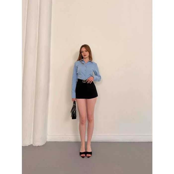 Kemer Detaylı Şort Siyah