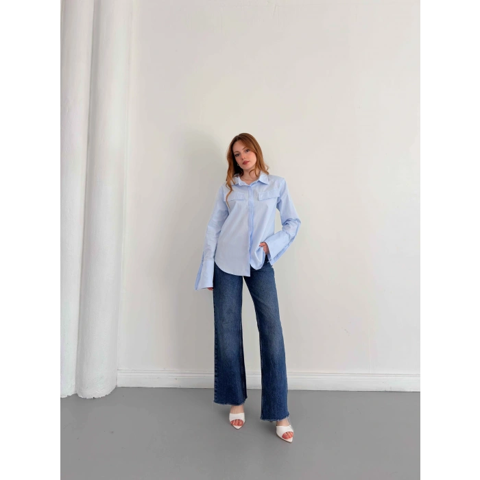 Poplin Kol Detaylı Gömlek Bebesimavisi