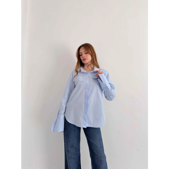 Poplin Kol Detaylı Gömlek Bebesimavisi