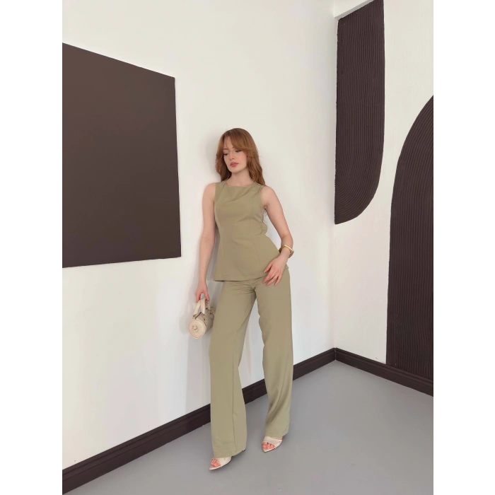 Sırt Detaylı Double Kumaş Takım Haki