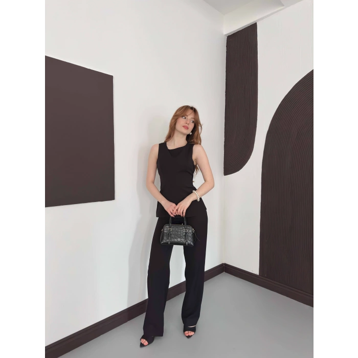 Sırt Detaylı Double Kumaş Takım Siyah