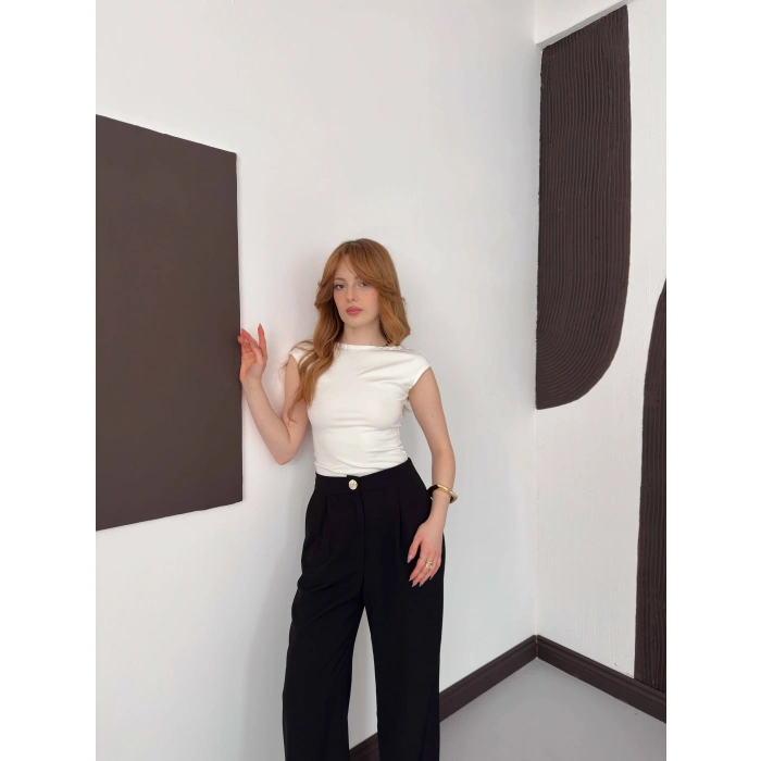 Sırt Dekolteli Bluz Beyaz