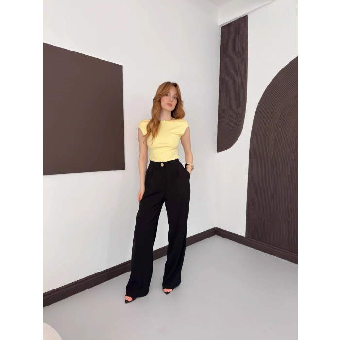 Sırt Dekolteli Bluz Sarı