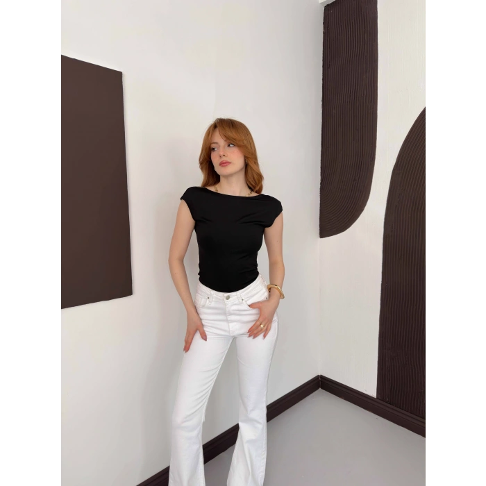 Sırt Dekolteli Bluz Siyah